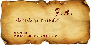 Fülöp Anikó névjegykártya